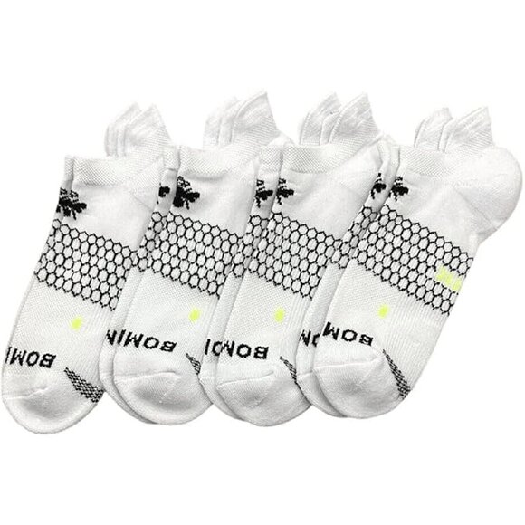 BOMBAS Men's Originals Ankle Socks, White Large Pack of 4 - Picture 1 of 1